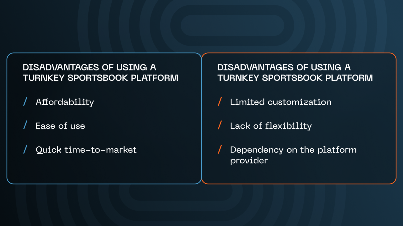 Advantages and disadvantages of using a turnkey sportsbook platform