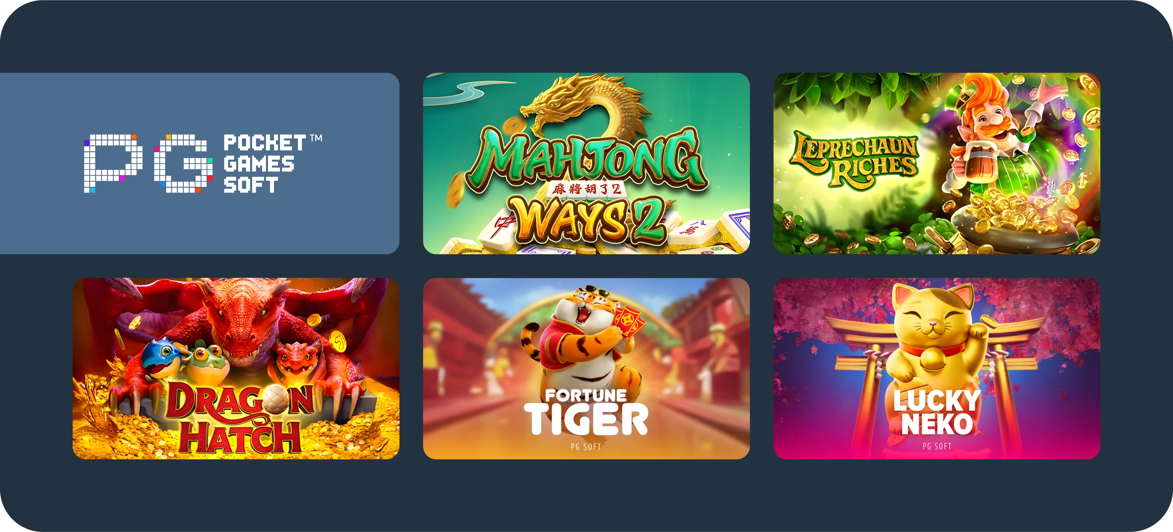 The top 5 PG Soft games are: Fortune Tiger, Mahjong Ways 2, Lucky Neko, Leprechaun Riches, Dragon Hatch